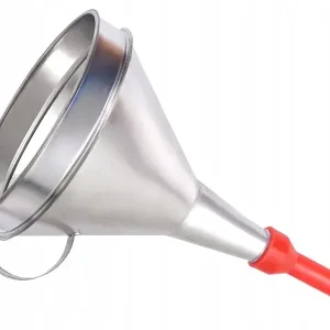 Tylko dziś LEJEK METALOWY DO PALIWA OLEJU PROSTY MOCNY Z SITKIEM + PLASTIKOWA WYLEWKA