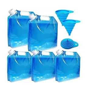 Zamów teraz SKŁADANY KANISTER NA WODĘ 5 SZT. 3X5L 2X10L LEJKI TURYSTYCZNY BIWAK PODRÓŻN