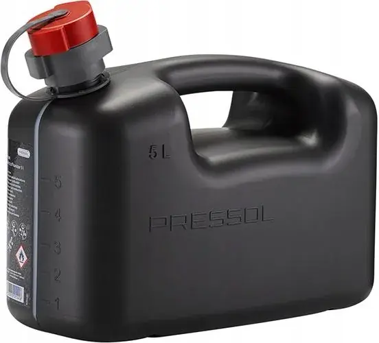 Autentyczny Kanister 5l na paliwo benzynę z tworzywa z rurką wlewową HDPE PRESSOL