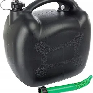 Premium KANISTER PLASTIKOWY NA PALIWO OWALNY CZARNY Z LEJKIEM 20L