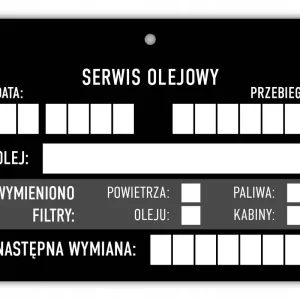 Najlepsza cena Serwis olejowy - zawieszka laminowana 50 szt.