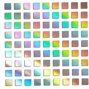 Wysoka jakość Wycinane naklejki KWADRATY KWADRAT - 81 sztuk holograficzne