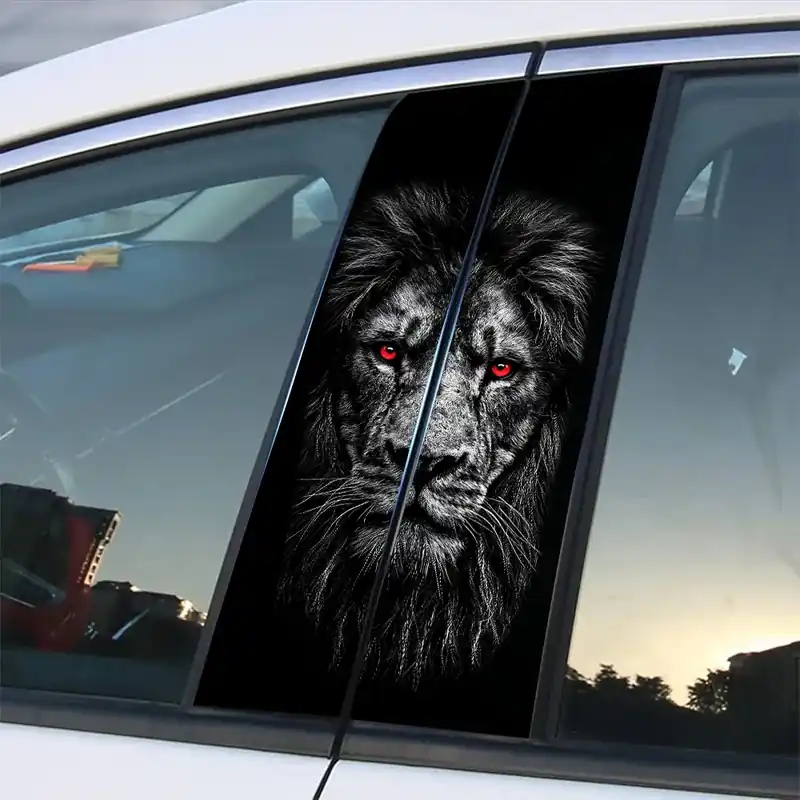 NAKLEJKA NA SŁUPEK AUTA "CZERWONOOKI LEW" FOLIA PREMIUM 50x25 Bezpieczna płatność