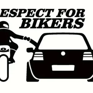 Popularny Naklejka Wlepa na samochód Respekt dla Motocyklistów Czarna naklejka Symbol