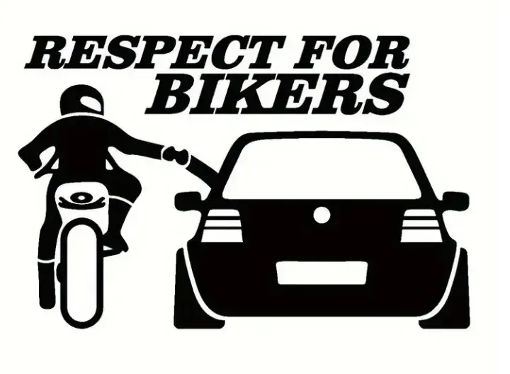 Popularny Naklejka Wlepa na samochód Respekt dla Motocyklistów Czarna naklejka Symbol