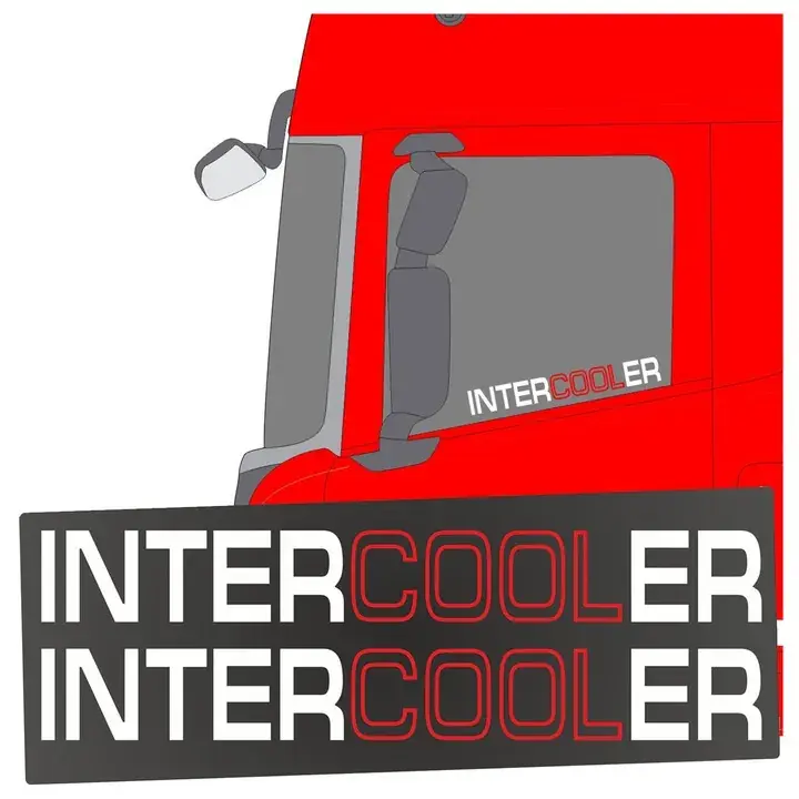 Oferta Naklejki Na Szyby Boczne INTERCOOLER SCANIA, VOLVO, MAN Dwukolorowe