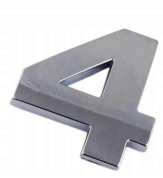 Autentyczny EMBLEMAT CYFRA CYFRY LITERA DUŻA CHROM 4 CZTERY E6R49