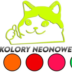 Bezpieczna płatność Wycinana naklejka SMUTNY KOT Z KCIUKIEM - KITKU kolory neonowe- J and A