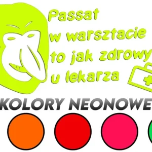 Zwrot pieniędzy Wycinana naklejka NOSACZ JANUSZ - PASSAT W WARSZTACIE kolory neonowe