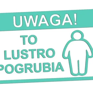 Zwrot pieniędzy Wycinana naklejka UWAGA TO LUSTRO POGRUBIA miętowa - J and A