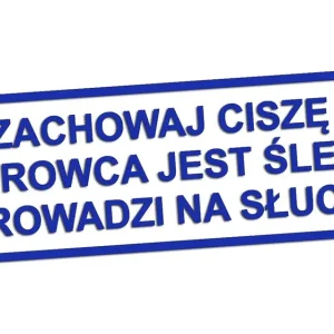 Zwrot pieniędzy Wycinana naklejka ZACHOWAJ CISZĘ KIEROWCA JEST ŚLEPY modrakowa - J and A