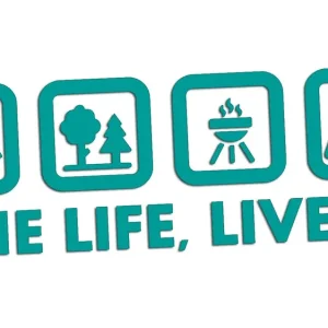 Ekspresowa dostawa Wycinana naklejka ONE LIFE - LIVE IT - GÓRY LAS CAMPING turkusowa J and A