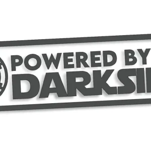 Wycinana naklejka POWERED BY THE DARKSIDE grafitowa - J and A Oferta limitowana