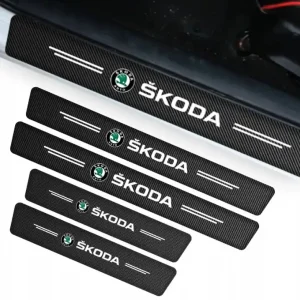 OCHRONNE nakładki NAKLEJKI folia NA PROGI logo SKODA 4 szt. Promocja