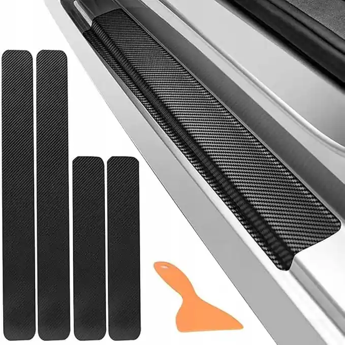 Rabat NAKLEJKI NAKŁADKI OCHRONNE NA PROGI SAMOCHODU FOLIA ZESTAW 4 SZT CARBON