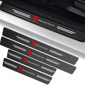 PEUGEOT NAKŁADKI NAKLEJKI FOLIA CHRONNA NA PROGI CARBON 4 szt Autentyczny