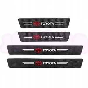 OCHRONNE nakładki NAKLEJKI folia NA PROGI logo TOYOTA carbon 4 szt. Zwrot pieniędzy