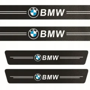 OCHRONNE nakładki NAKLEJKI folia NA PROGI logo BMW carbon 4 szt. Premium