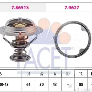 Autentyczny Termostat, płyn chłodzący Facet 7.7979