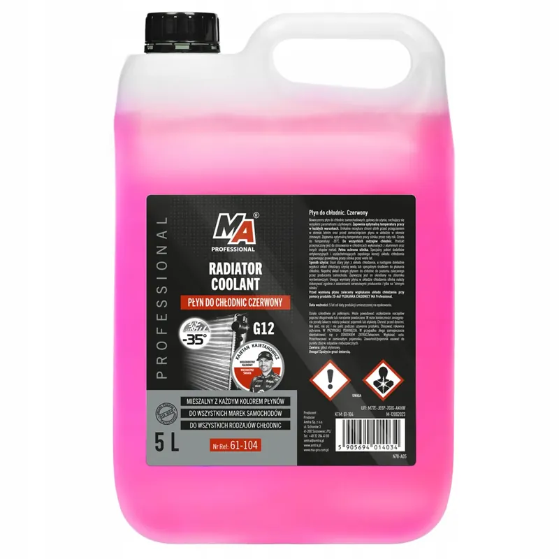 Popularny MA PROFESSIONAL Płyn do Chłodnic Samochodowych Czerwony G12 5l
