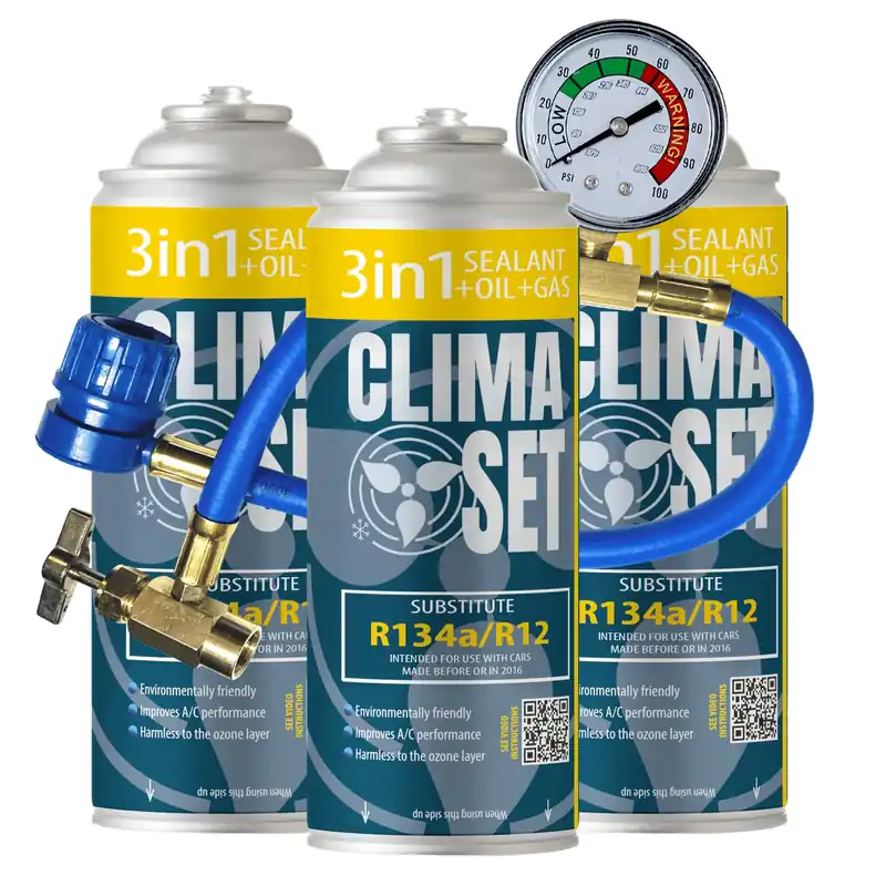 Zamów teraz ClimaSet 3 Puszki Preparat 3w1 R134a +Przewód