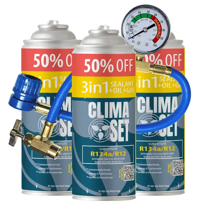 Tani ClimaSet R134a XL Zestaw Napełniający 3w1 z Przewodem